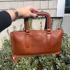 Coach Brown Leather Tote with Gold Accents